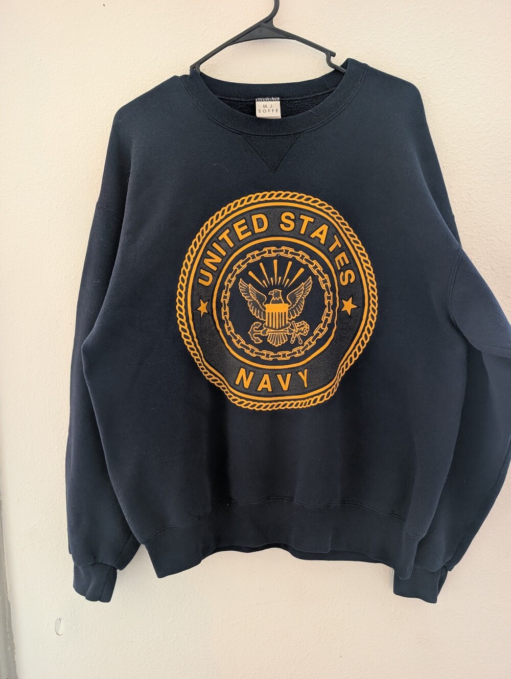Soffe Navy Crewneck Sweatshirt with Gold United States Navy Emblem